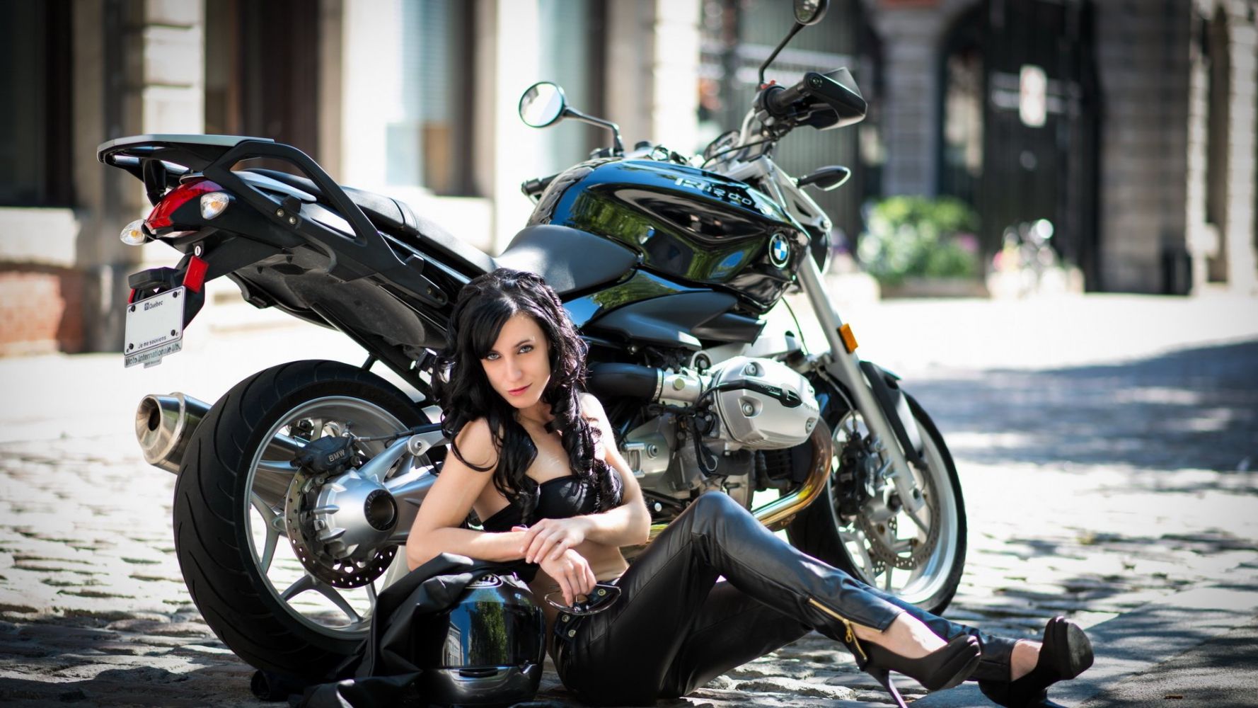 European women on bikes in Alma Ata