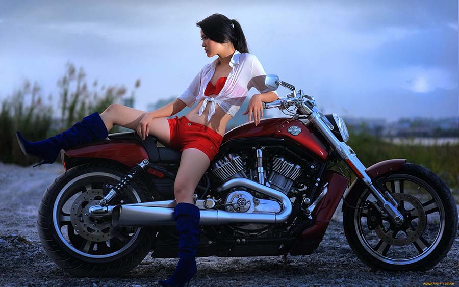 Beautiful girls and motorcycles in Alma Ata
