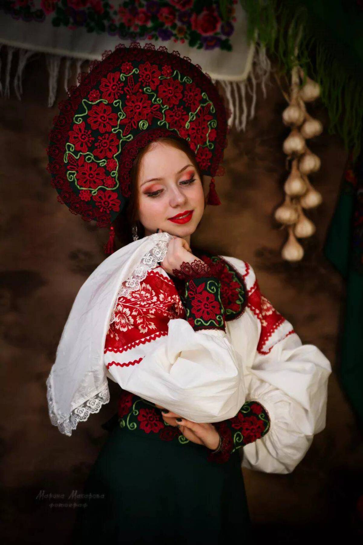 Women in Slavic costumes underwear in Alma Ata