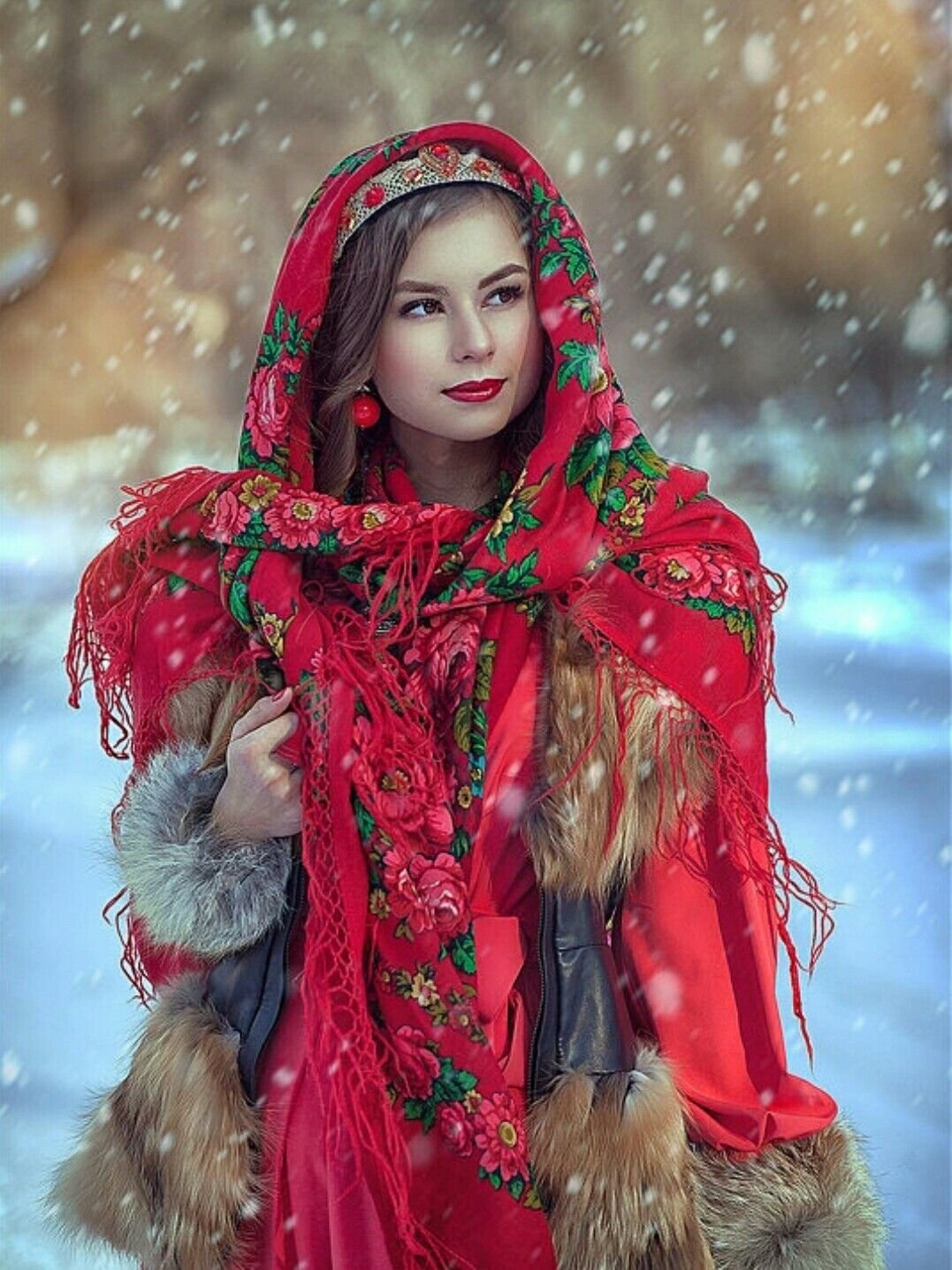 Beautiful girl Women in Slavic costumes in Alma Ata