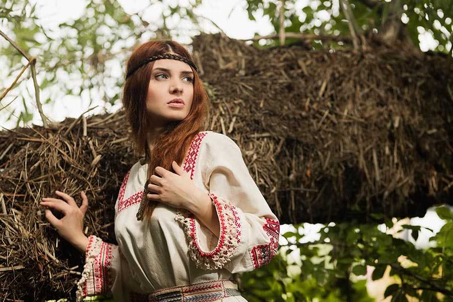 Women in Slavic costumes in Alma Ata