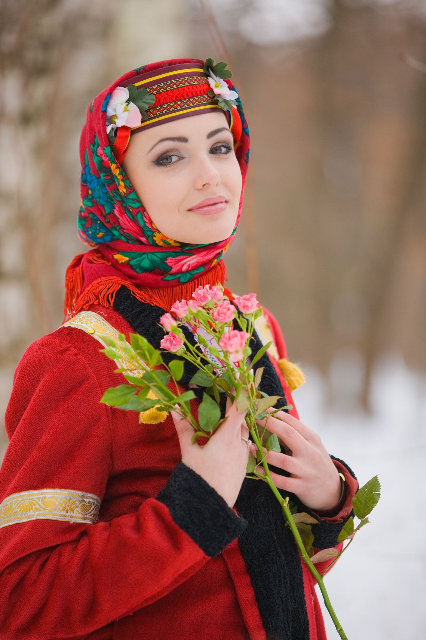 Sexy girl Girls in Slavic costumes in Alma Ata