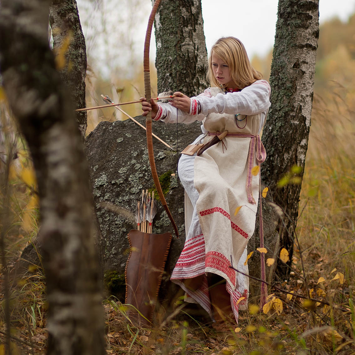 Sexy photo Girls in Slavic costumes in Alma Ata